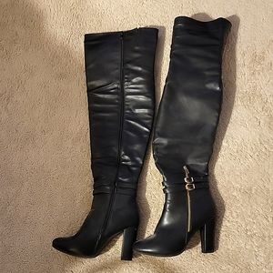 Women's black, size 10 over the knee boots